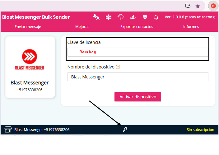 Paste key and activate
